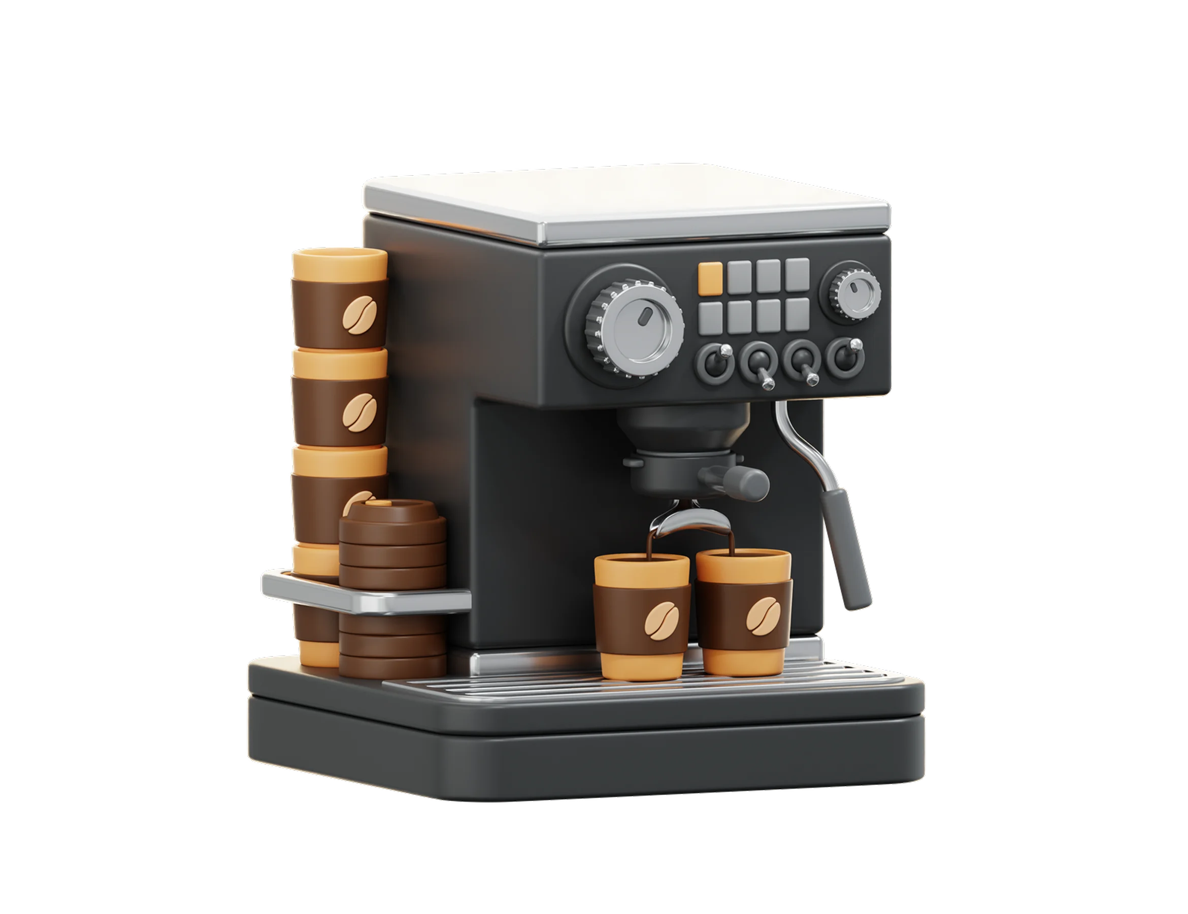 Кавомашина, що готує каву в два паперових стаканчики, поверх напис "Незламний бізнес"