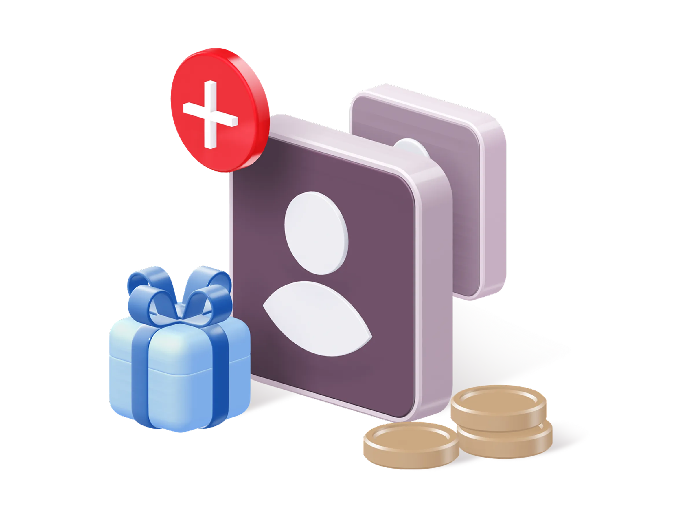 Іконка користувача з подарунком і монетами — символ реферальної програми