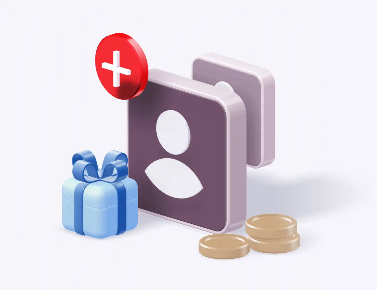 Іконка користувача з подарунком і монетами — символ реферальної програми